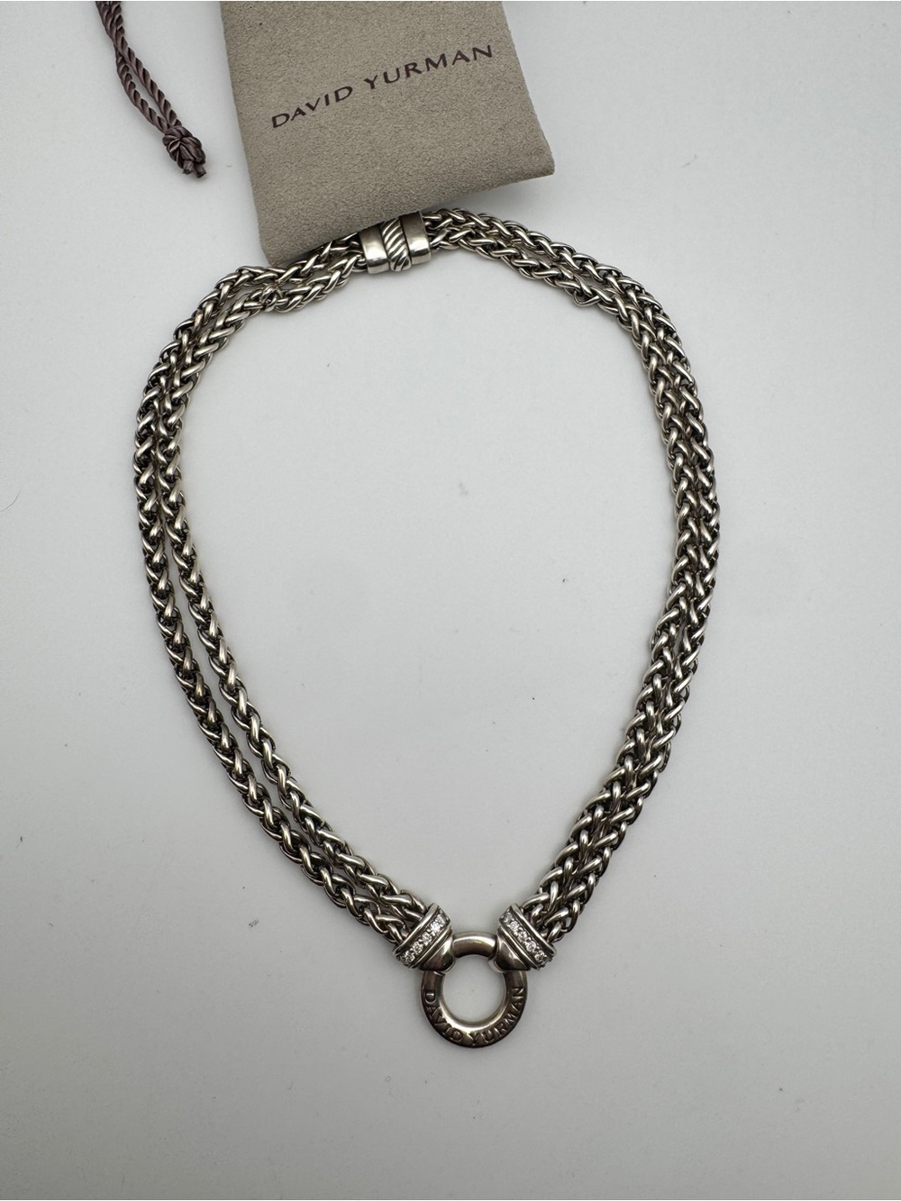 David Yurman Diamond double Wheat Chain Necklace